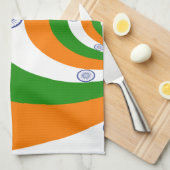 非常に深いサフランの3色、白い緑 キッチンタオル (四つ折り)