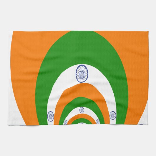 非常に深いサフランの3色、白い緑 キッチンタオル (横)