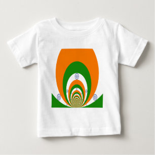 非常に深いサフランの3色、白い緑 ベビーTシャツ