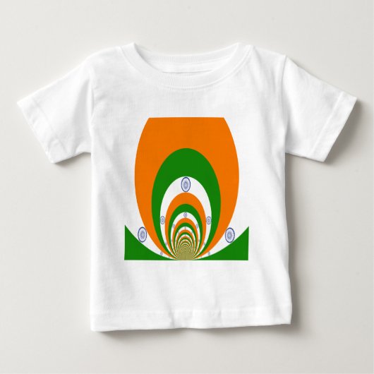 非常に深いサフランの3色、白い緑 ベビーTシャツ (正面)