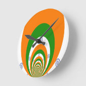 非常に深いサフランの3色、白い緑 ラウンド壁時計 (傾斜)