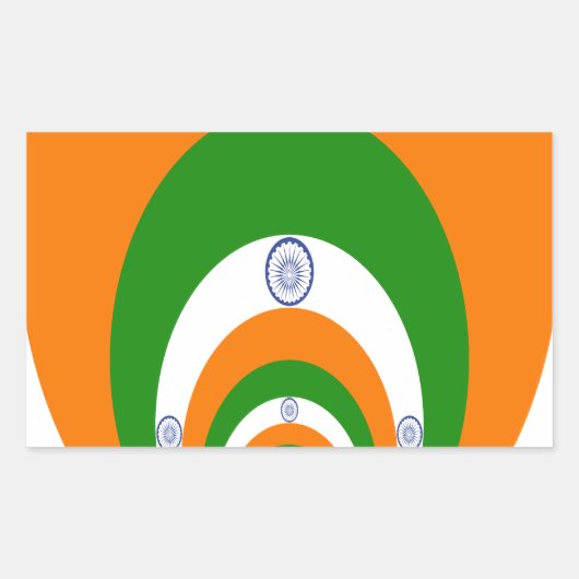 非常に深いサフランの3色、白い緑 長方形シール (正面)