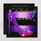 非常に激しくきらびやかな小剣のストライプの紫色 招待状 (正面/裏面)