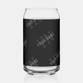 非常に濃いグレーと黒のモノグラム名パターン ガラス缶 (正面)