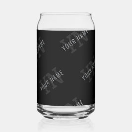 非常に濃いグレーと黒のモノグラム名パターン ガラス缶