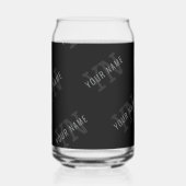 非常に濃いグレーと黒のモノグラム名パターン ガラス缶 (左)