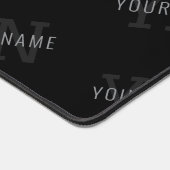 非常に濃いグレーと黒のモノグラム名パターン デスクマット (コーナー)