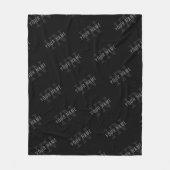 非常に濃いグレーと黒のモノグラム名パターン フリースブランケット (正面)