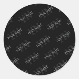 非常に濃いグレーと黒のモノグラム名パターン ラウンドシール