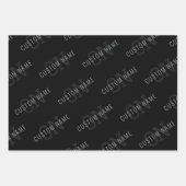 非常に濃いグレーと黒のモノグラム名パターン ラッピングペーパーシート (正面3)