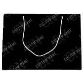 非常に濃い灰色と黒のモノグラム名前パターン ラージペーパーバッグ (正面)