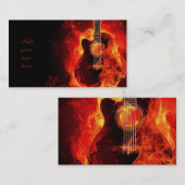 非常に熱いギターのオレンジ炎、音楽業界カード 名刺 (正面/裏面)