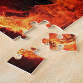 非常に熱いギター、オレンジは音楽ロック・バンドを炎にあてます ジグソーパズル (側面)