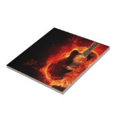 非常に熱いギター、オレンジは音楽ロック・バンドを炎にあてます タイル (側面)