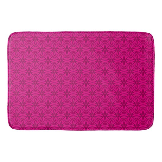 非常に熱いピンクの花柄バスマット バスマット (正面)