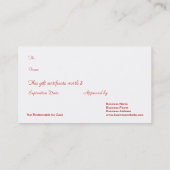 非常に熱い蝋燭ビジネスギフト券 割引カード (裏面)