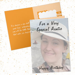 非常に特別な叔母の写真オレンジの誕生日 カード