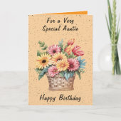 非常に特別な叔母の花オレンジの誕生日 カード (正面)