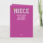 非常に特別な姪の紫色の青い写真の誕生日 カード (裏面)