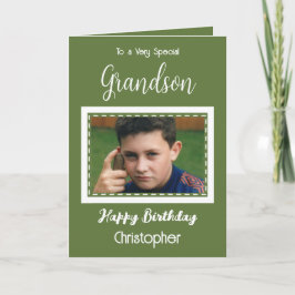 非常に特別な孫の写真の緑の誕生日 カード
