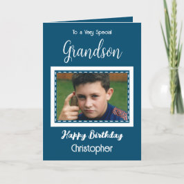 非常に特別な孫の写真海ブルー誕生日 カード
