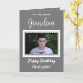 非常に特別な孫フォトグレーの誕生日 カード (黄色い花)