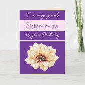 非常に特別な義理の妹の花の紫色の誕生日 カード (正面)