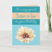 非常に特別な義理の妹の花の青い誕生日 カード (正面)