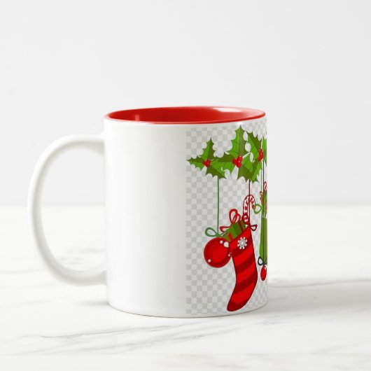 非常に特別な"クリスマスストッキングマグカップ" ツートーンマグカップ (左)