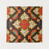 非常に特徴的なフロロを持つインドネシアろうけつ染めモチーフ タペストリー (正面(横))