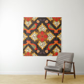 非常に特徴的なフロロを持つインドネシアろうけつ染めモチーフ タペストリー (インサイチュ)