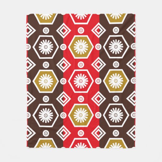 非常に特徴的な計画を持つインドネシアのろうけつ染めモチーフ フリースブランケット (正面)