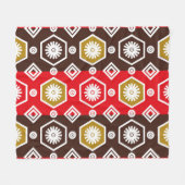 非常に特徴的な計画を持つインドネシアのろうけつ染めモチーフ フリースブランケット (正面(横))