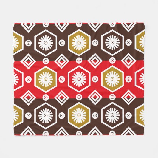 非常に特徴的な計画を持つインドネシアのろうけつ染めモチーフ フリースブランケット (正面(横))
