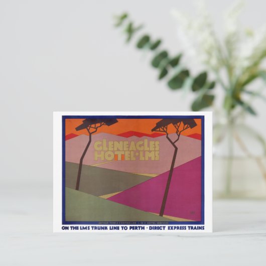 非常に珍しいグレネアッグルス ヴィンテージ トラベル ポスター - 修復済み ポストカード (スタンド正面)