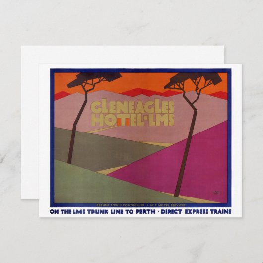 非常に珍しいグレネアッグルス ヴィンテージ トラベル ポスター - 修復済み ポストカード (正面/裏面)
