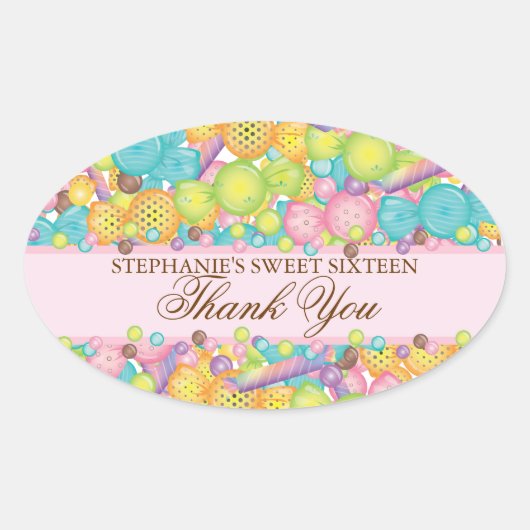 非常に甘いカラフルキャンディ甘い16お気に入りシール 楕円形シール (正面)