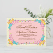 非常に甘いキャンディをテーマにしたSweet sixteen誕生日 招待状 (スタンド正面)