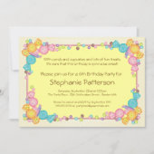 非常に甘いキャンデーのテーマの子供の誕生会 招待状 (正面)