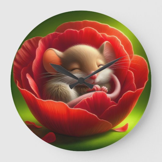 非常に甘いベビーマウスのスリープ ラージ壁時計 (正面)