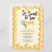 非常に甘い1つの女の子の男の子最初の誕生日 招待状 (正面)