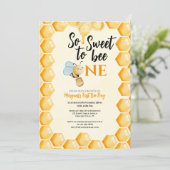 非常に甘い1つの女の子の男の子最初の誕生日 招待状 (スタンド正面)