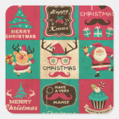 非常に男らしいクリスマスの口ひげの襟シール スクエアシール (正面)