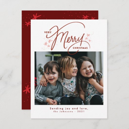 非常に白メリーいモダンクリスマス シーズンカード (正面/裏面)