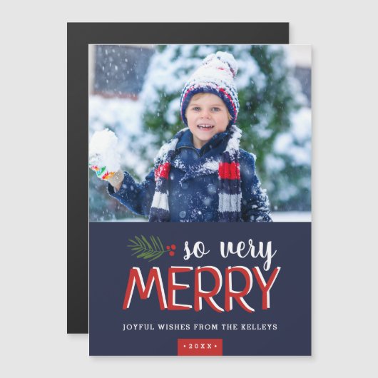 非常に磁気メリー的な休日の写真カード (正面/裏面)