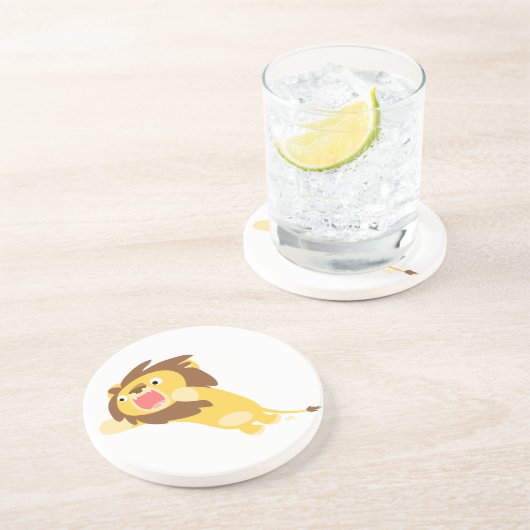 非常に空腹かわいい漫画のライオンのコースター コースター (側面)