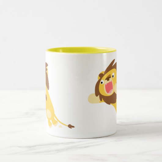 非常に空腹かわいい漫画のライオンのマグカップ ツートーンマグカップ (中央)