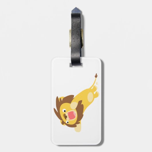 非常に空腹かわいい漫画のライオンのラゲッジタグ ラゲッジタグ (裏面縦)