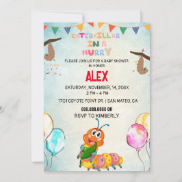 非常に空腹なキャタピラー誕生日招待状 招待状