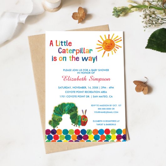 非常に空腹のキャタピラの赤ちゃんシャワー 招待状